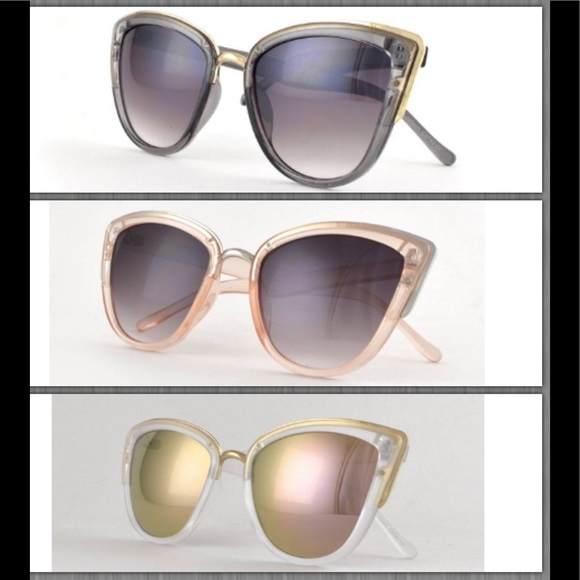 Silver/Peach color Cat eye sunglasses - Picture 6 of 8