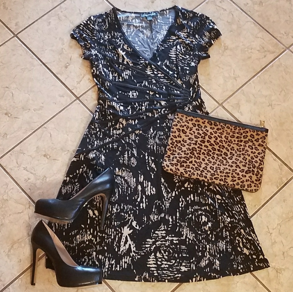 Cute cream and black dress EUC!