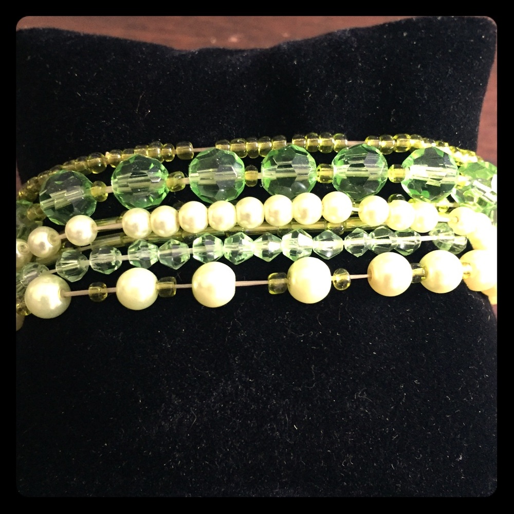 Soft green stackable bracelets