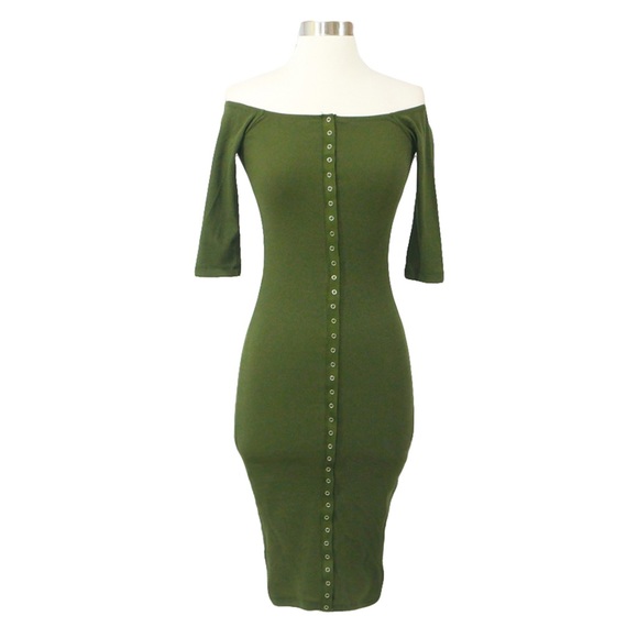 Off Shoulder Bodycon Midi Dress - Picture 5 of 7