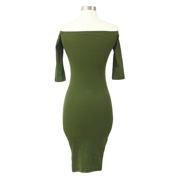 Off Shoulder Bodycon Midi Dress - Picture 7 of 7