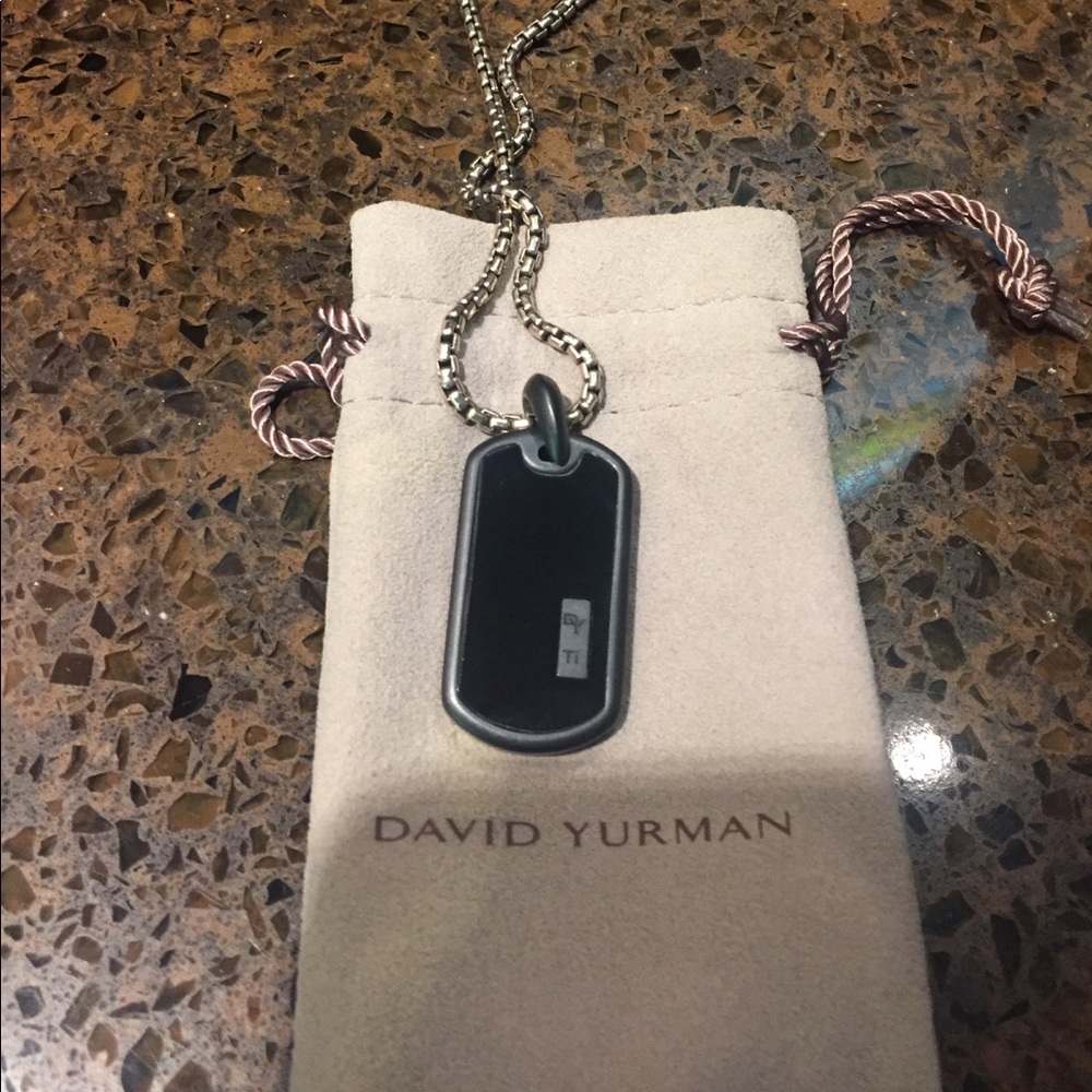 David Yurman men's dog tag black