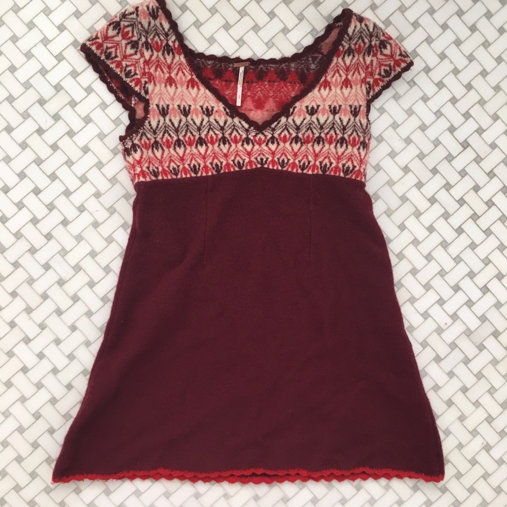 Free People red wool sweater