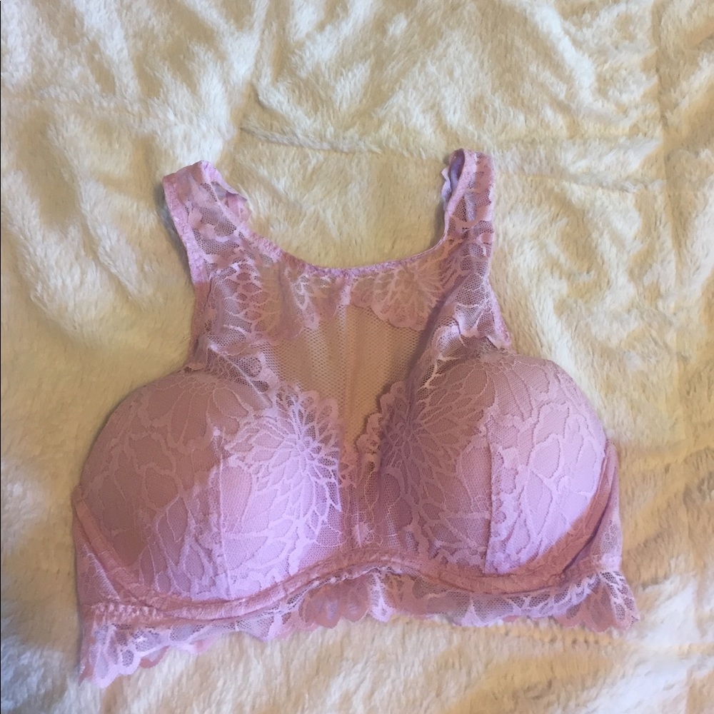 PINK date lace high neck bralette