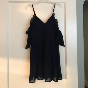 Navy off the shoulder cocktail dress