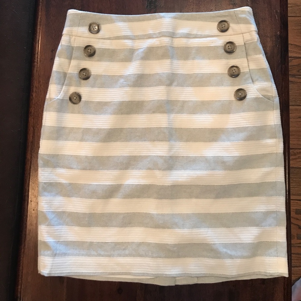 Ann Taylor LOFT 4P 4 Petite Cotton Striped Skirt