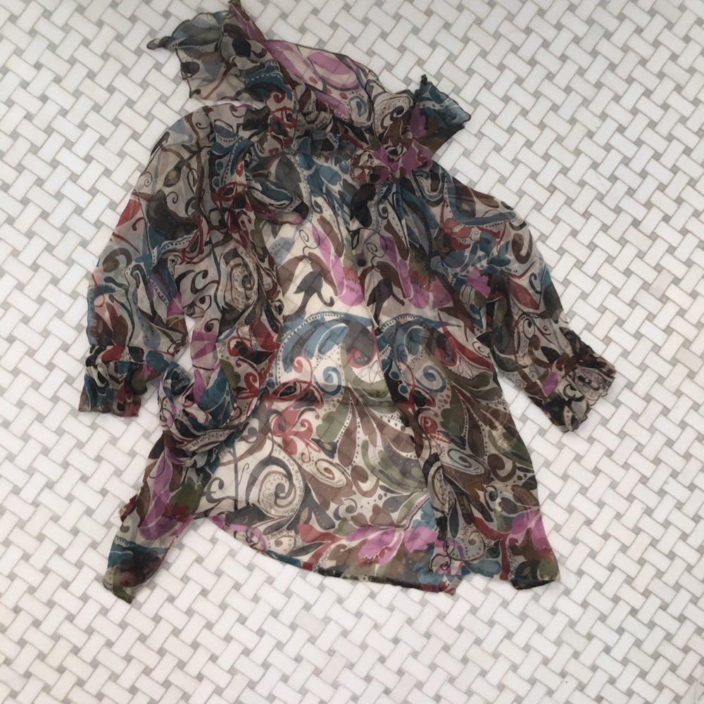 Vintage colorful, floral, and float blouse