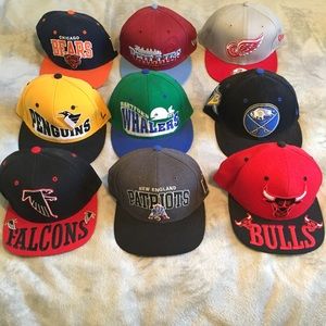 Bundle of 9 snapback hats please read