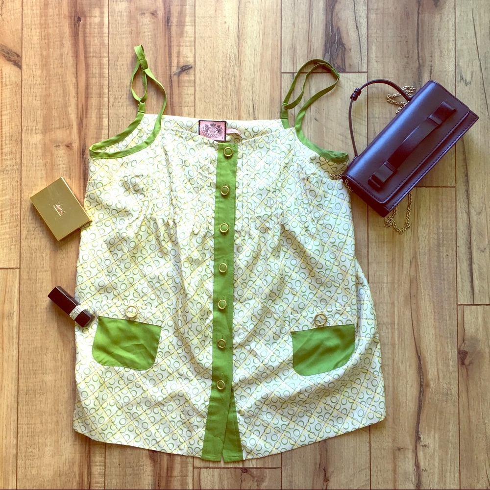 Juicy couture 100% silk green tank top size 6