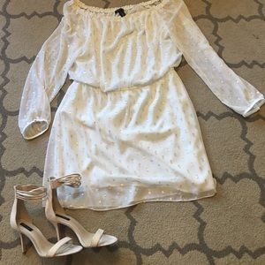 Beautiful White and gold off the shoulder dress