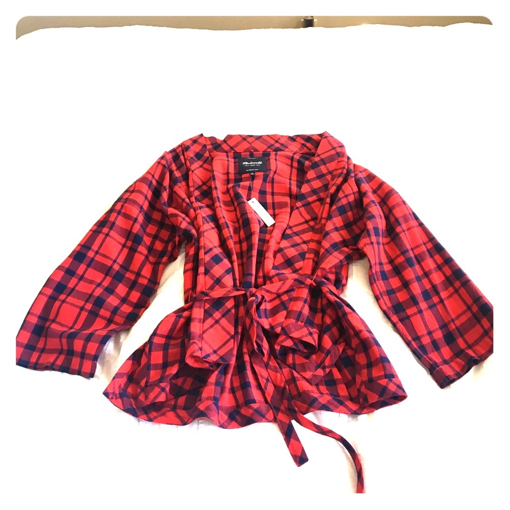 Madewell plaid wrap tunic