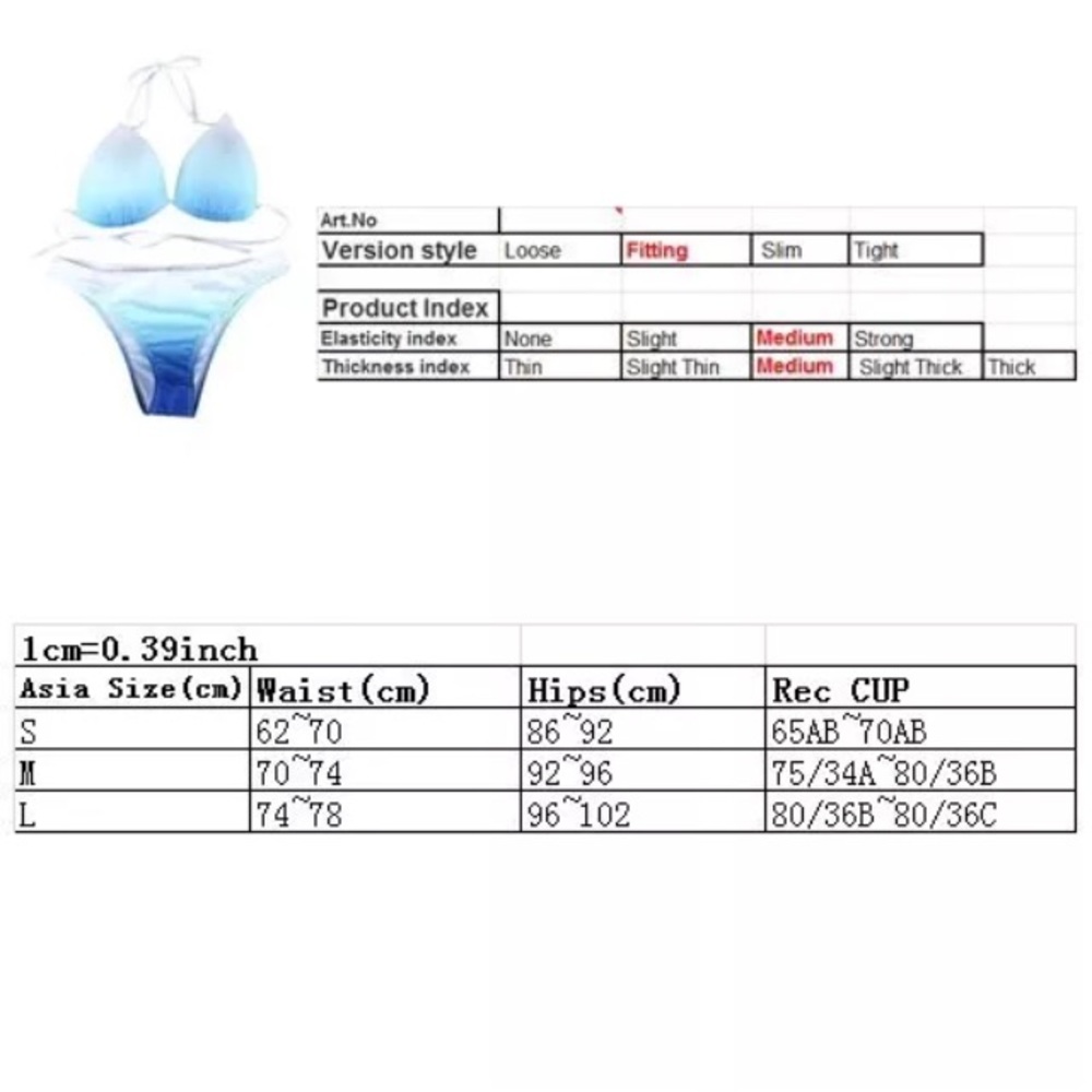 💥LAST ONE! Top Blue Ombré Push-Up Bikini! 5⭐️ - Picture 4 of 5
