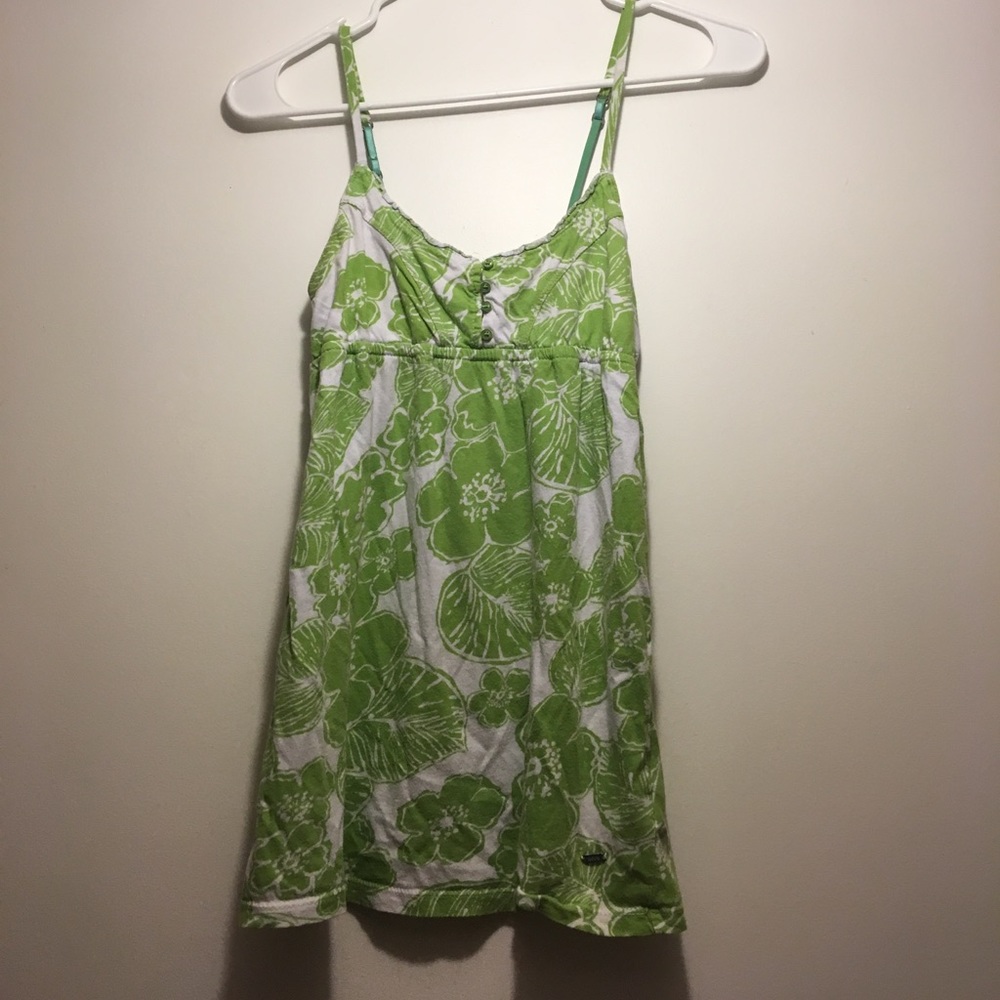 Green floral summer tank