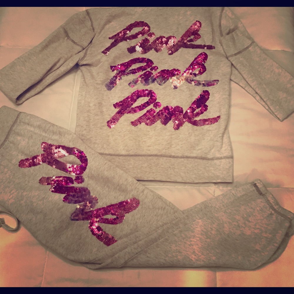 🎀PINK VS RARE HTF cream & Pink Bling Ombré Set🎀