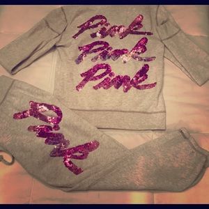 🎀PINK VS RARE HTF cream & Pink Bling Ombré Set🎀