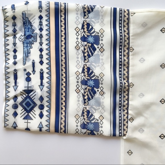 Aztec Print Sheer Cream Kimono / Beach Cover Up - Picture 4 of 6