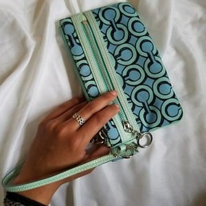 Baby Blue Coach Wristlet