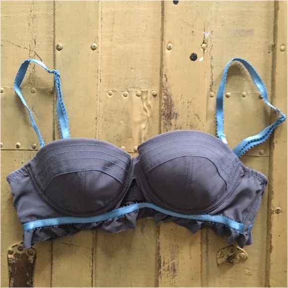 URBAN OUTFITTERS DAMSEL BOHO DEMI CUP BRA 32A SLATE GRAY FEMININE LOLITA - Picture 10 of 10