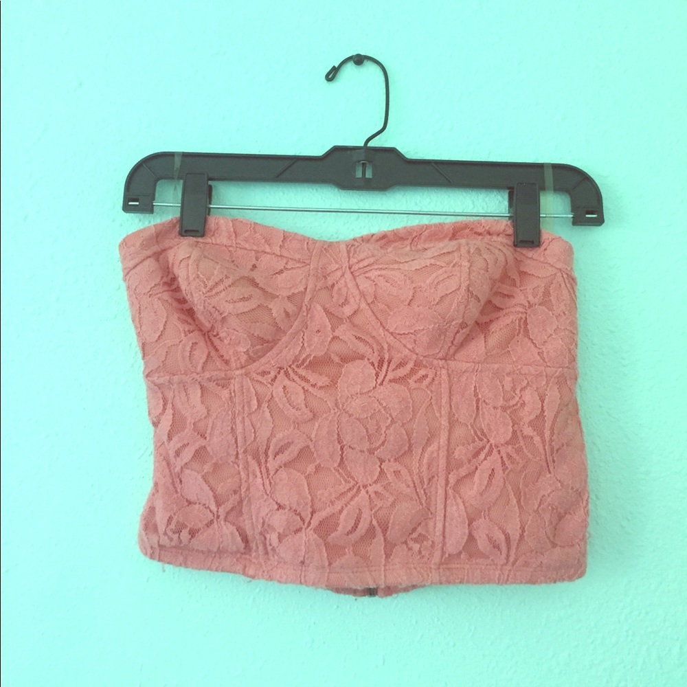 Pink lace corset top
