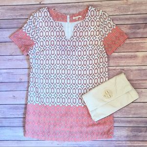 {Under Skies} Geometric Print Peach Shift Dress