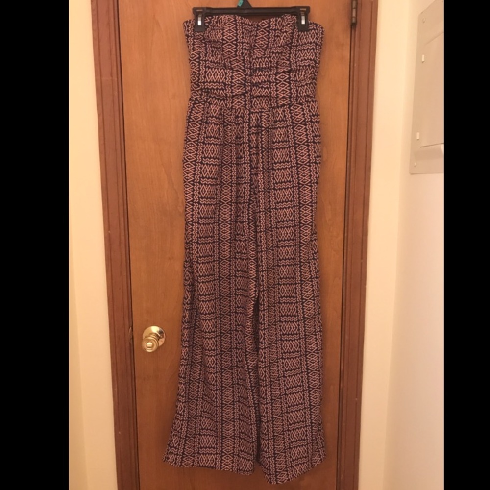Navy and pink chevron jumpsuit