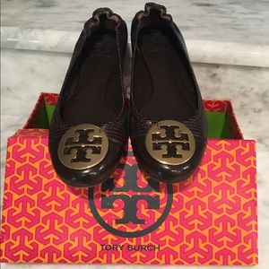 Tory Burch Serena 2 Flats in Coconut/Gold Sz 10