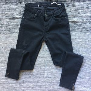 Zara woman slim fit, ankle zip med rise denim