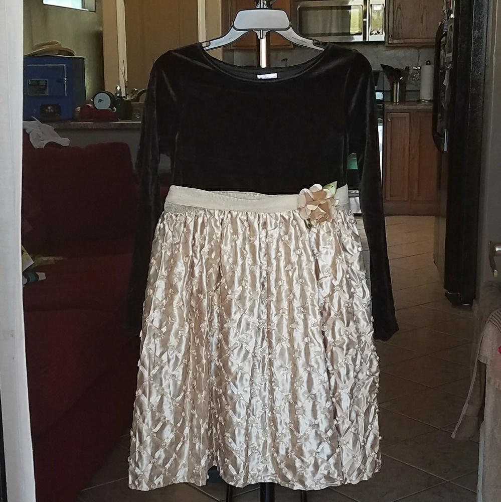 Beautiful gold and black girls dress EUC!