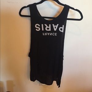 Black flowy tank top with hood (size small)