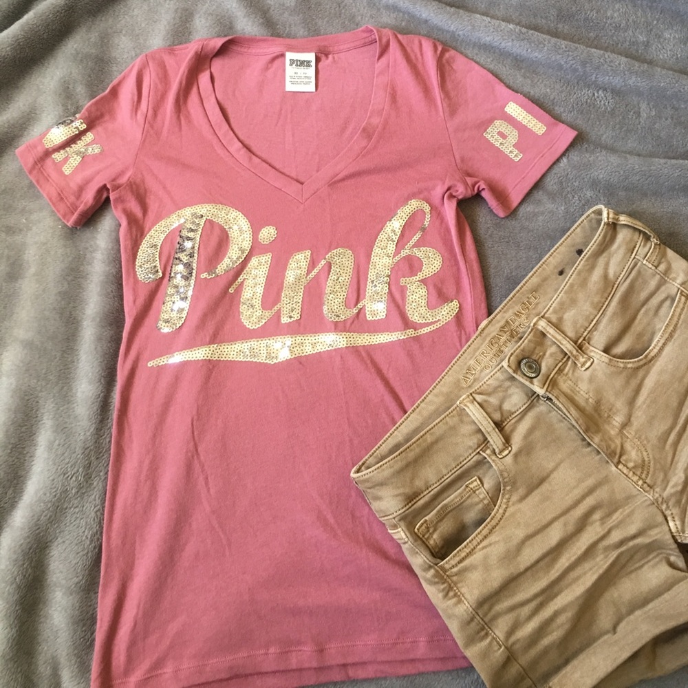 SOLD PINK sequin t-shirt