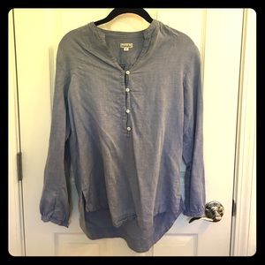 Light blue mid button-down top
