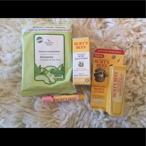 Bundle of burtsbees products & makeup remover wipe