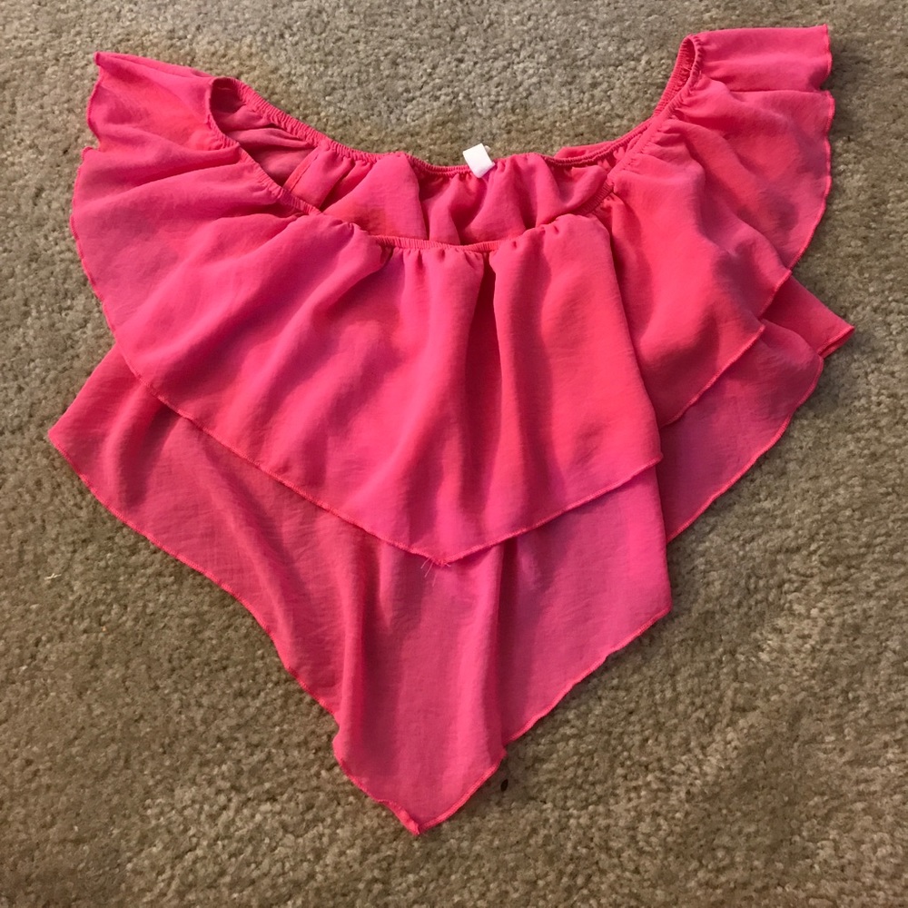 Pink flowy crop top.