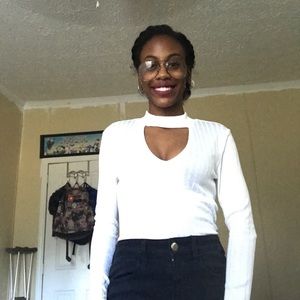 White Ribbed Long Sleeve Top