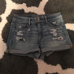 Ripped jean shorts