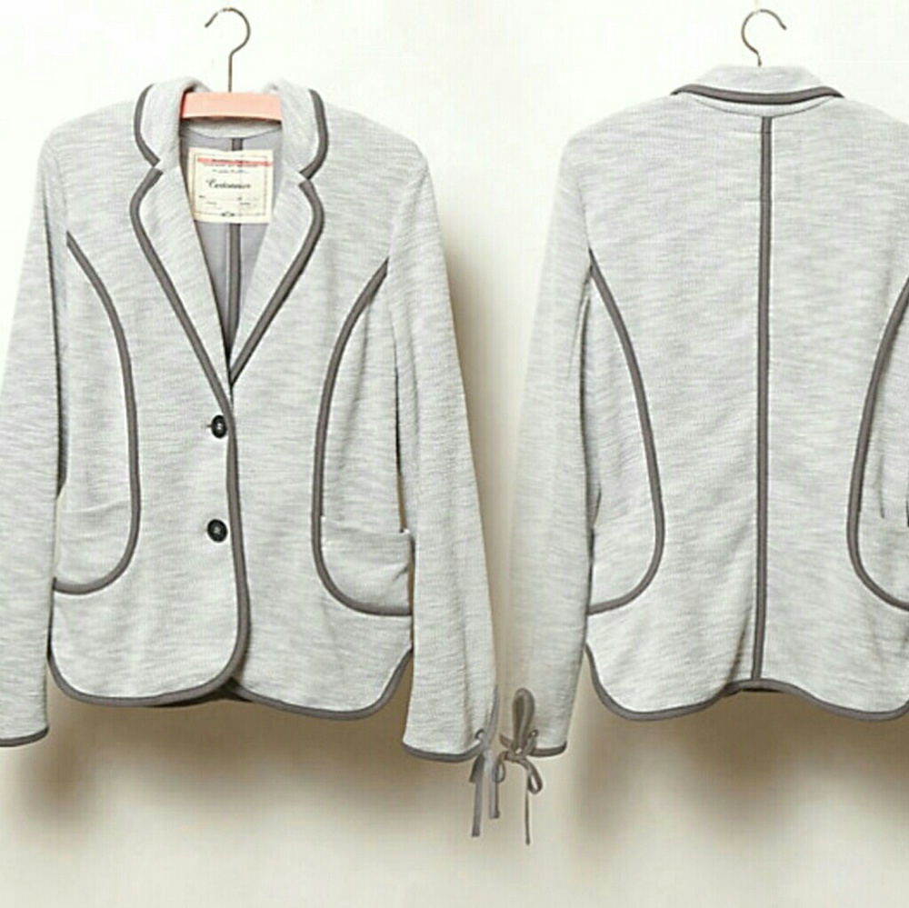 Anthro Gray Piped Beckett Blazer by Cartonnier