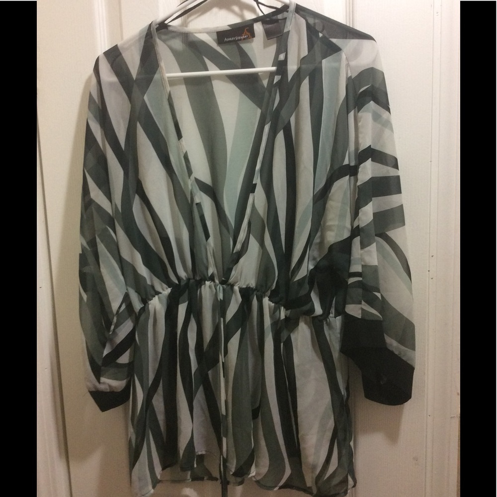 Black and white zebra striped cover up tunic