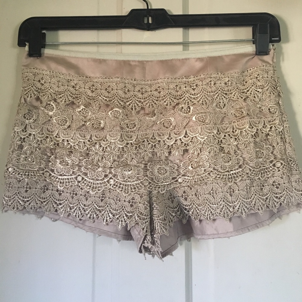 Crochet Lace Nude Daisy Dukes. Sz M