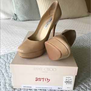 Jimmy Choo Cosmic Patent Leather Nude 6.5