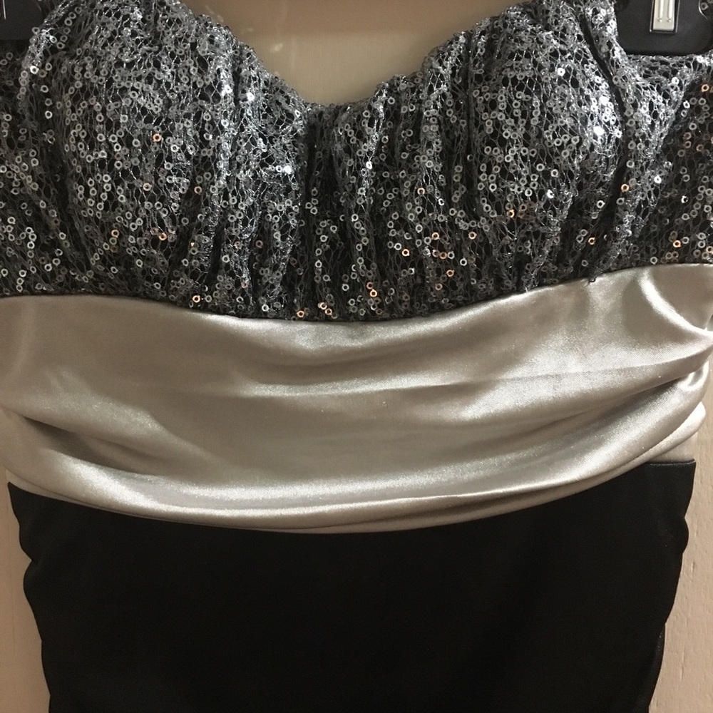 Black Sequined Strapless Dress