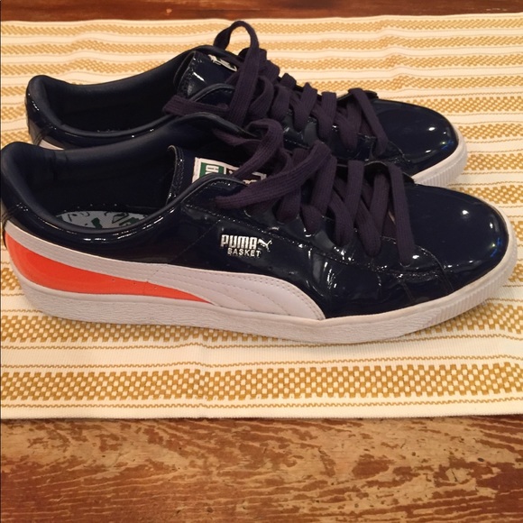 puma basket navy patent puma basket navy patent