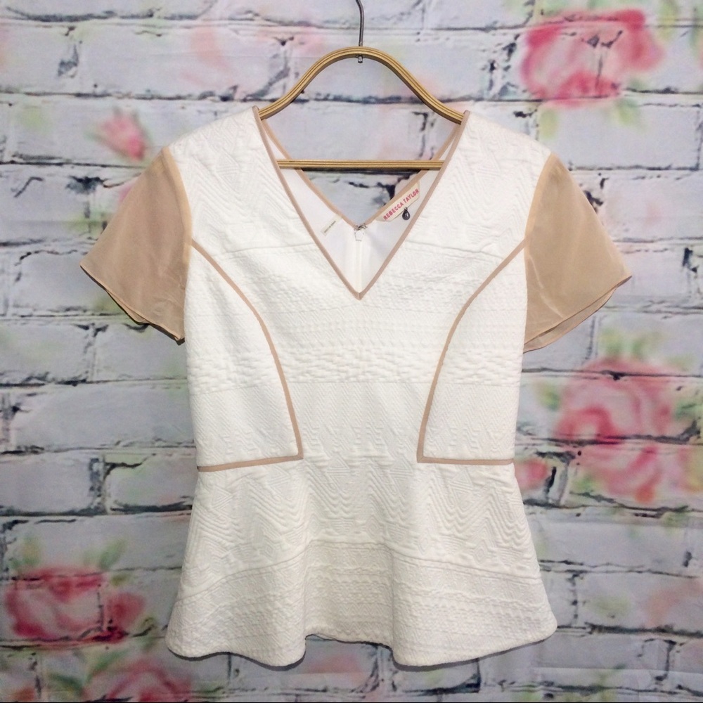 Rebecca Taylor Diamond Jacquard Peplum Top
