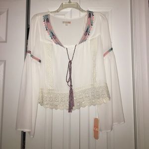 white boho blouse