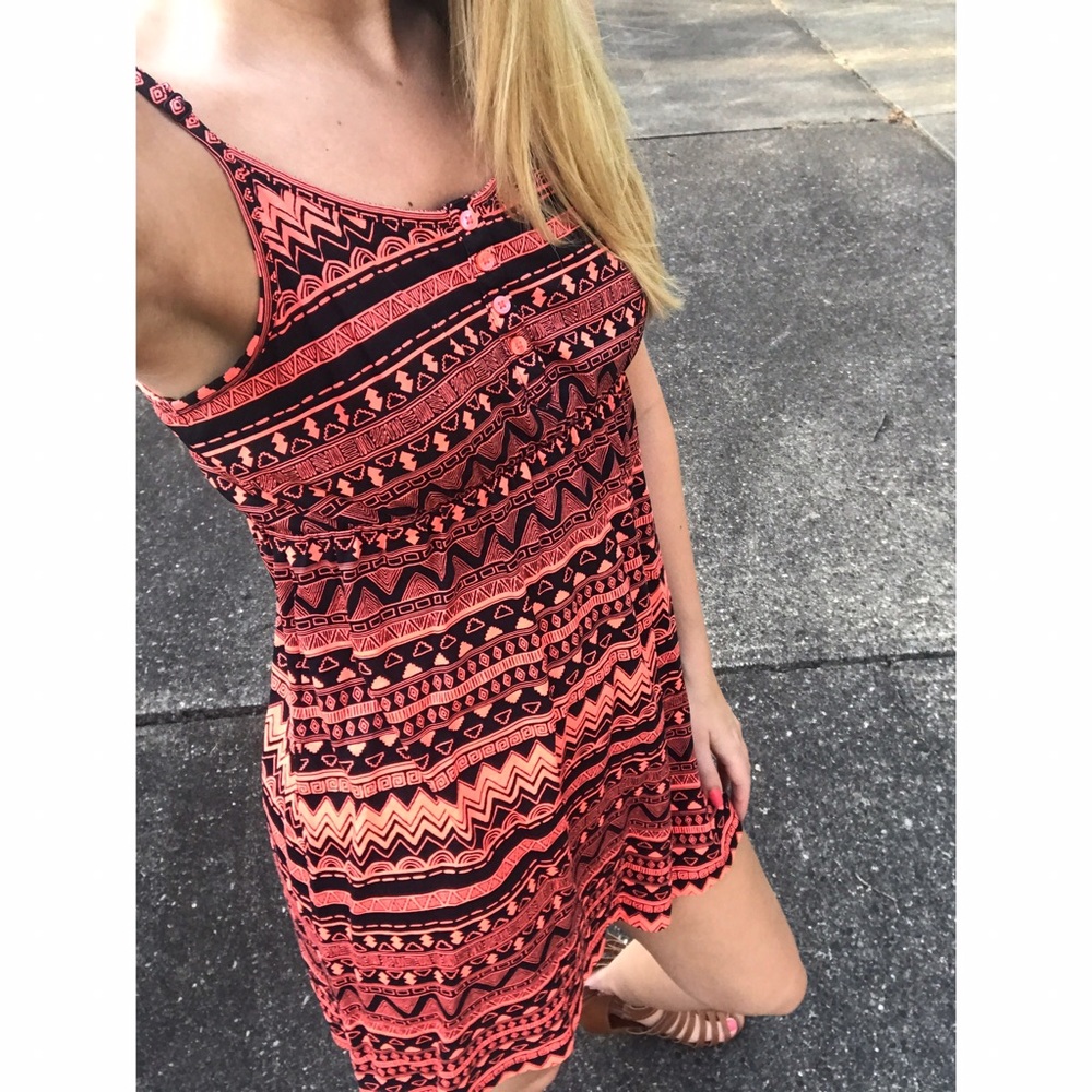 H&M divided small orange Aztec dress