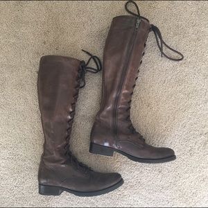 Frye Melissa Tall Lace Boots in dark brown
