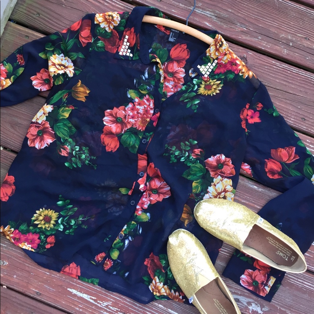 BOG2 • sheer floral button down