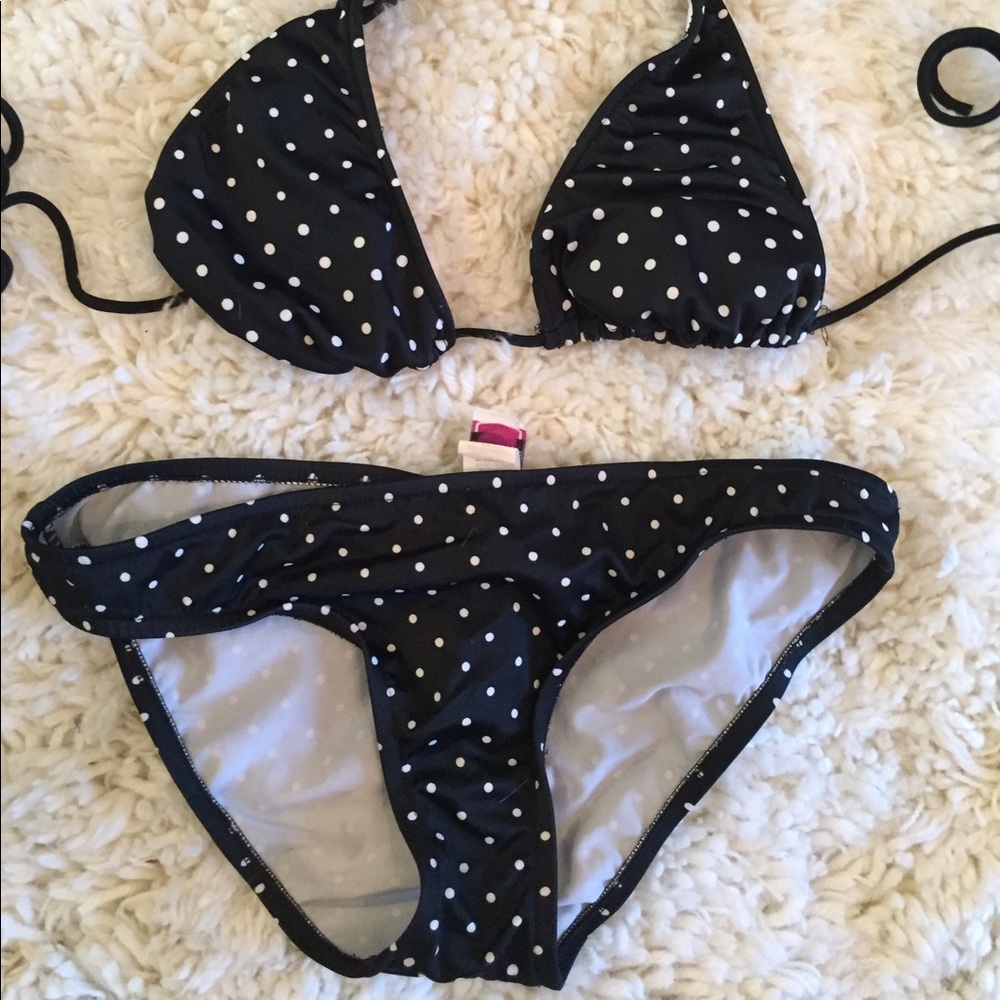 Black and white polka dot bikini