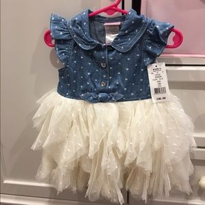 NWT Baby Girl Denim and Soft Tulle Dress