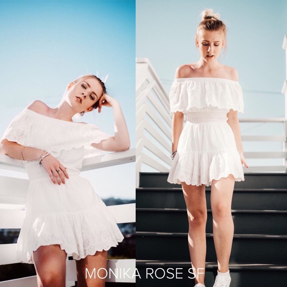 Off The Shoulder White Lace Dress - Picture 3 of 6