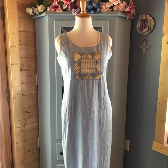 SAINT GERMAIN -PARIS Denim Dress w/Patchwork. NEW! - Picture 2 of 5